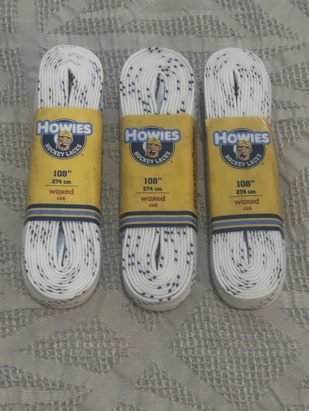 Howies Hockey White Waxed Skate Laces Lot of 3 Pairs, Size 108”